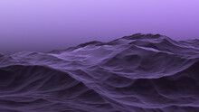 Purple Abstract Mountain Landscape, Rocky Surface On The Horizon, Wallpaper. 3D Render