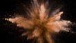 abstract colored brown powder explosion on black background