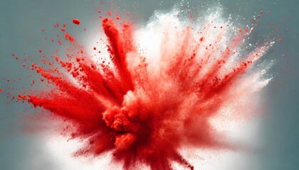 Wall Mural - bright red holi paint color powder festival explosion burst white background industrial print concep