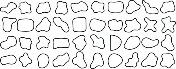 Wall Mural - abstract, black outlined shapes on a white background