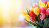Fototapeta Tulipany - Bouquet of Dutch tulips, easter concept
