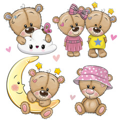 Sticker - Set of Cute Cartoon Teddy Bear