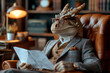 Dragon in an elegant business suit. A modern view of business. Abstract image. Photorealism