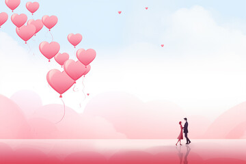 Wall Mural - Valentines Day Background with copy space. Red hearts, love and romance concept. 