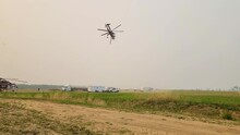 Large Heavy Lift Helicopters Such As The  Sikorsky S-64 Skycrane Ready Themselves For More Firefighting In Heavy Smoke Conditions