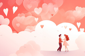 Wall Mural - Valentines Day Background with copy space. Red hearts, love and romance concept. 