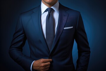 Wall Mural - Detail on businessman in luxury modern suit for meeting. Generative Ai.