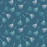 Fototapeta  - Hipster Tropical Vector Seamless Pattern. Drawn Floral Background. Monstera Feather Dandelion Banana Leaves
