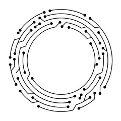 circuit board circle frame. abstract digital round frame, hardware board and electronic motherboard 