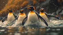 A Majestic Group Of Flightless Aquatic Birds, Including King, Adaalie, And Emperor Penguins, Gracefully Swim In The Cool, Clear Waters Of Their Outdoor Home, Showcasing The Wonders Of Wildlife