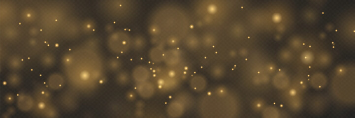 Wall Mural - Sparkling golden magic dust particles. Confetti and glitter stars.