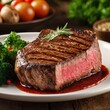 Medium Rare Steak on a Plate Gourmet Style