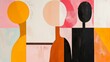 neutral shapes with silhouettes of people minimalism illustration.