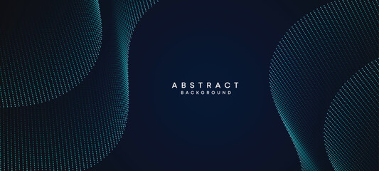 Abstract Blue, Green Gradient Flowing Dot Waving Particle geometric Technology Background. Digital Futuristic Purple, Pink Gradient Dotted Wave. Concept For Science, Music cover, website, header