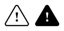Attention Line Icon Set. Danger Caution Or Alert Risk Warning Symbol In Black And Blue Color.