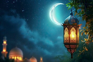 Ramadan Poster design, realistic, HD, copy space - generative ai