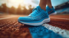 High-performance Running Shoe Mockup On A Track Background 