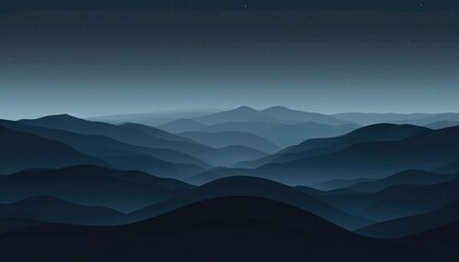 abstract dark blue night mountains landscape