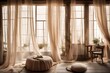 Gauzy muslin curtains, creating a dreamy ambiance. 