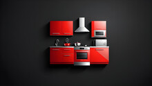 Modern Kitchen Room Icon Vector Clipart Isolated On A Black Background 