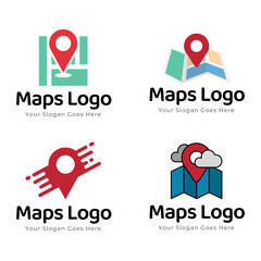 Canvas Print - Set of Map Pin Point Icon Logo Design Element isolated on white background