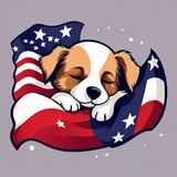 Fototapeta  - flag logo of cute dog  sleeping  logo cartoon clipart