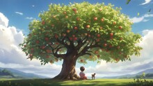 Apple Tree In The Field And The Child Sittin There