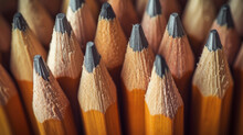 Macro Photo Of Pencils. Sharpened Pencils.