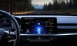 © Daniela - First person view from modern car cockpit with digital car data and driving information.