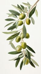 olive branch with green olives on a white background. olive branch with olives .