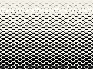 Fototapete - Hexagon Vector Abstract Geometric Technology Background. Halftone Hex Retro Simple Pattern. Minimal Style Dynamic Tech Wallpaper