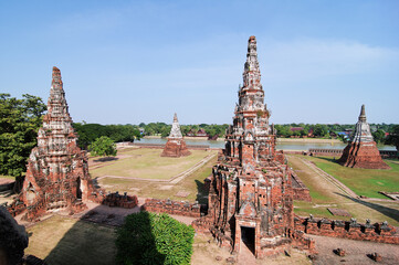 Canvas Print - Wat chaiwattanaram in Ayuthaya, old temple and heritage pagoda in Thailand