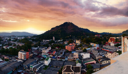 Sticker - View from the roof on Phuket town, Thailand.