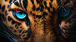 jaguar eyes with blue eyes, in the style of hyperrealistic fantasy