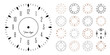 Clock face. Watch number dial template. Roman wall design. Analog circle hours or clockwise. Round retro chronometer. Seconds counter. Timepiece accuracy ticking. Vector time elements set