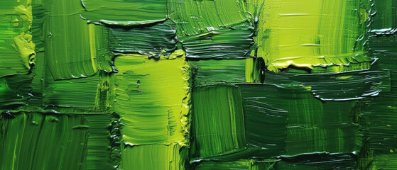 Aufkleber - Closeup of abstract rough neon green art painting texture, with oil or acrylic brushstroke, pallet knife paint on canvas background