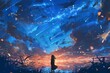 Gorgeous Digital Artwork Highlights Mesmerizing Starfilled Sky In An Animestyle