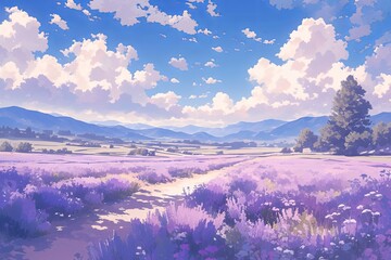 Wall Mural - Lavender Color Anime Background