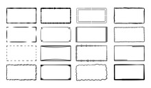 Set Of Simple Frames Doodle Vector Different Style. Curve Borders Pencil Effect Grunge Line, Isolated On White Background. 