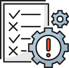 Aufkleber - Technical audit. Web audit icon. Website content audit, web performance report or SEO traffic control outline vector icon, marketing research thin line sign or symbol with cogwheel and checklist
