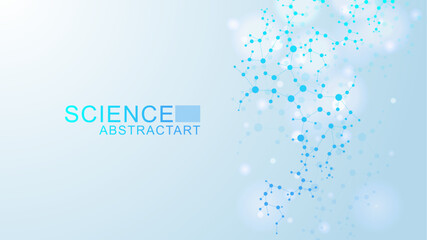 Canvas Print - modern abstract molecules structure for science or medical background. dna helix or atom visualizati
