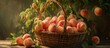 Basket filled with peaches