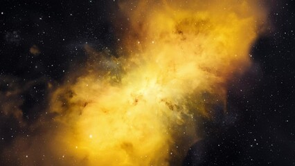 Wall Mural - A cosmic nebula made of dust and particles that have a golden color.
