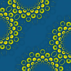 Wall Mural - Blue-yellow pattern of circles. 3d rendering digital illustration