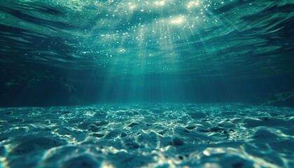 Mystical Ocean Depths Glass Blur Scene - Blue Green Abstract Underwater Background, Serene Wallpaper