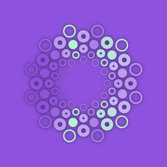 Aufkleber - Purple background with circular pattern composed of circles of different sizes and colors. 3d rendering illustration