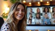 © chayantorn - Remote video conference call, close-up on a computer screen showing smiling faces of team members