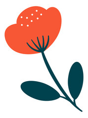 Wall Mural - Flat simple flower illustration. Hand-drawn floral design element. Minimalistic doodle style