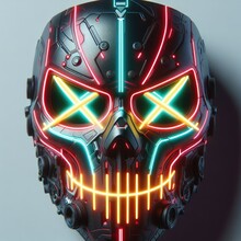Neon Doomsday Mask With X Shaped Eyes
