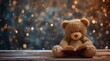 Teddy Bear Reading a Book with Sparkling Background